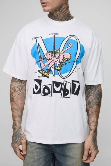 Tall Oversized No Doubt License Print T-Shirt white