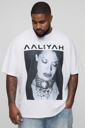 Plus Oversized Aaliyah License Print T-Shirt white