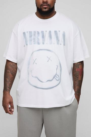 Plus Oversized Nirvana License Print T-Shirt white