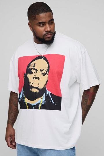 Plus Oversized The Notorious BIG License Print T-Shirt white