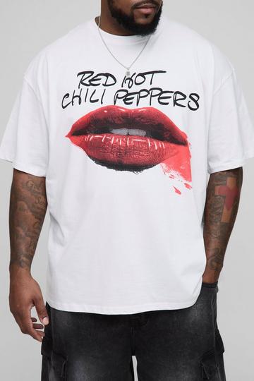 Plus Oversized Red Hot Chili Peppers License Print T-Shirt white