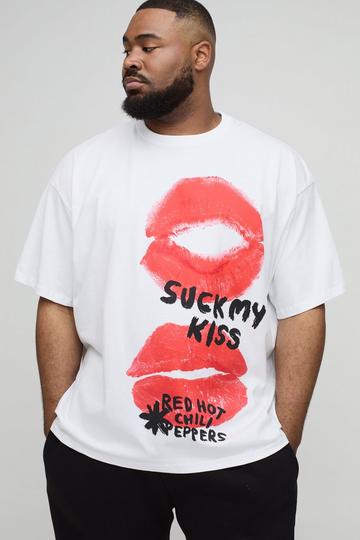 Plus Oversized Red Hot Chili Peppers License Print T-Shirt white