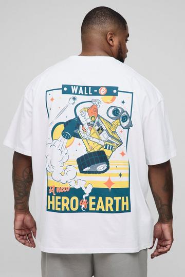 Plus Oversized Wall-E Disney License Print T-Shirt white