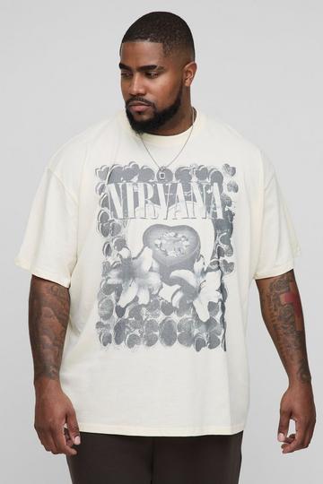 Plus Oversized Nirvana License Print T-Shirt ecru