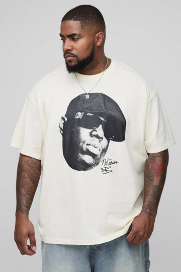 Plus Oversized Notorious BIG License Print T-Shirt ecru