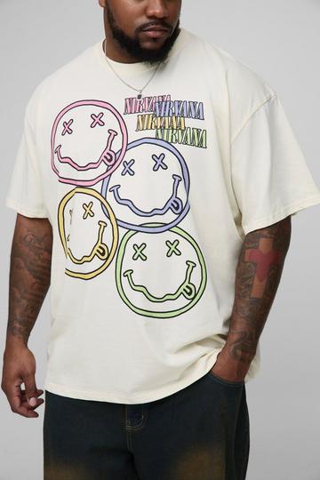 Plus Oversized Nirvana License Print T-Shirt ecru