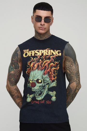 Tall Gelicenseerde Acid Wash Gebleekte Regular Fit The Offspring Tank Top Met Print acid wash black