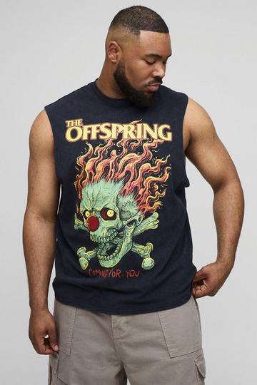 Plus Gelicenseerde Acid Wash Gebleekte Regular Fit The Offspring Tank Top Met Print acid wash black