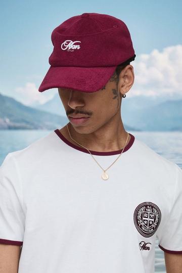 Man Badstoffen Geborduurde Pet burgundy