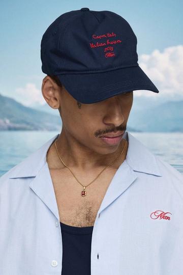 Geborduurde Italia Pet navy