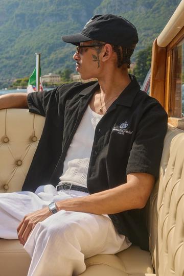 Oversized Boxy Tennis & Padel Canvas Shirt black