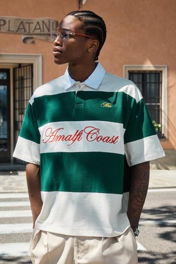 Oversized Amalfi Striped Rugby Polo forest