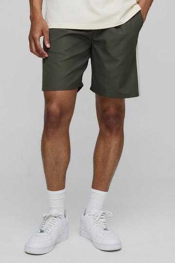 Elasticated Waist Relaxed Fit Colour Block Shorts khaki