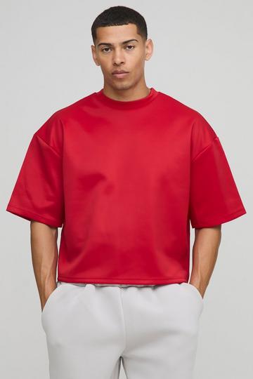 Oversized Extra Boxy Half Sleeve Scuba T-Shirt red