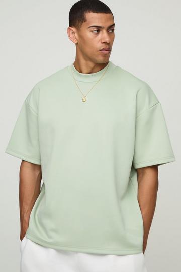 Oversized Extended Neck Scuba T-Shirt sage