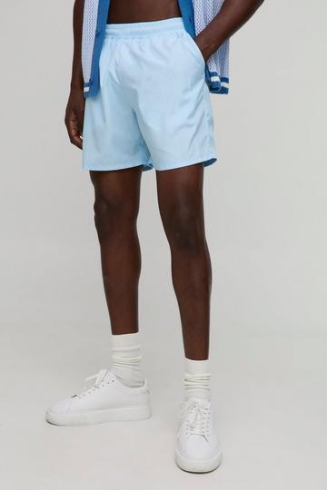 Regular fit Mid length Plain Swim Shorts baby blue