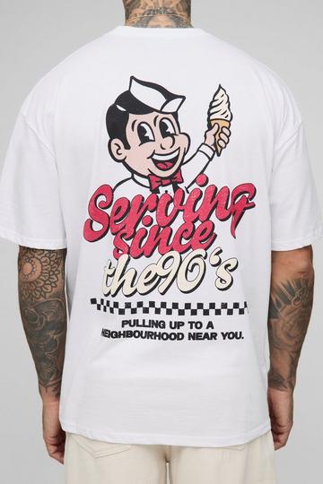 Tall Oversized Retro Serving Since The 90's Print T-Shirt white