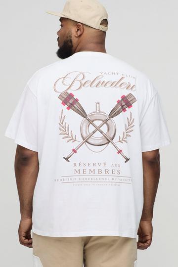 Plus Oversized Yacht Club Print T-Shirt white