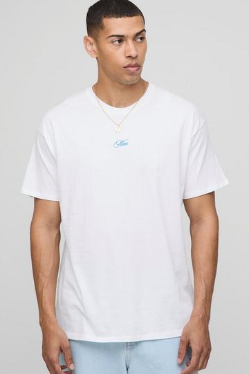 White Oversized Embroidered MAN T-Shirt white