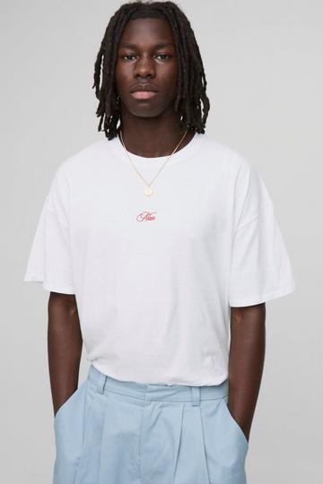 White Oversized Embroidered MAN T-Shirt white