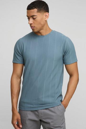 Slim Fit Wide Structured Rib T-Shirt slate blue