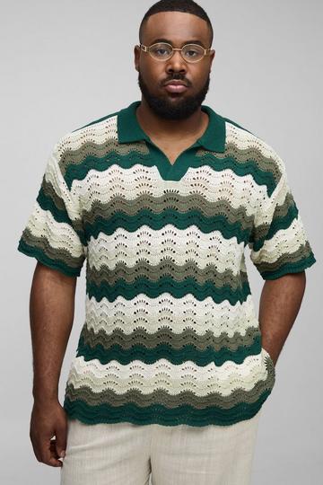 Plus Gehaakte Baggy Golvende Polo green