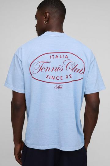 Light Blue Oversized Extended Neck Man Tennis Club T-Shirt light blue