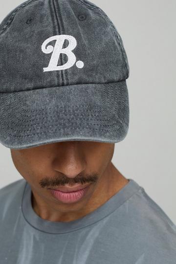 B Embroidered Cap black