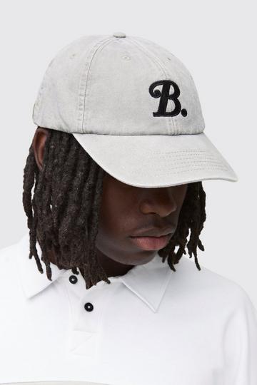 B Embroidered Cap grey