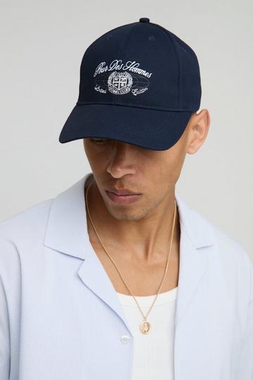 Pour Homme Embroidered Twill Cap navy
