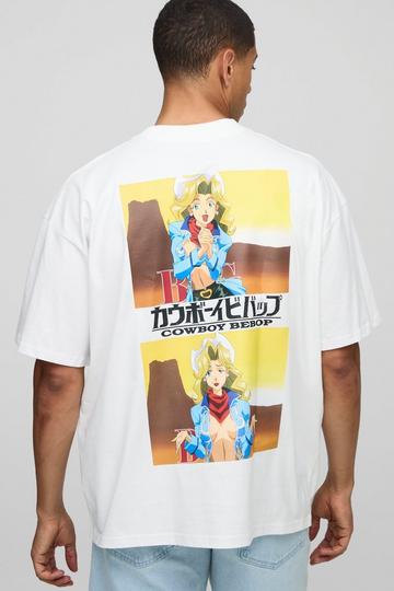 Oversized Gelicenseerd Boxy Cowboy Bebop T-Shirt Met Brede Nek white