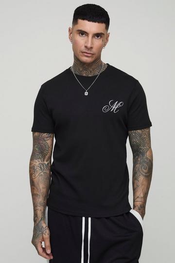 Tall Geborduurd Muscle Fit M T-Shirt black