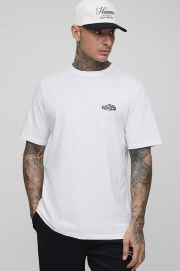 Tall Regular Fit Embroidered Car T-Shirt white