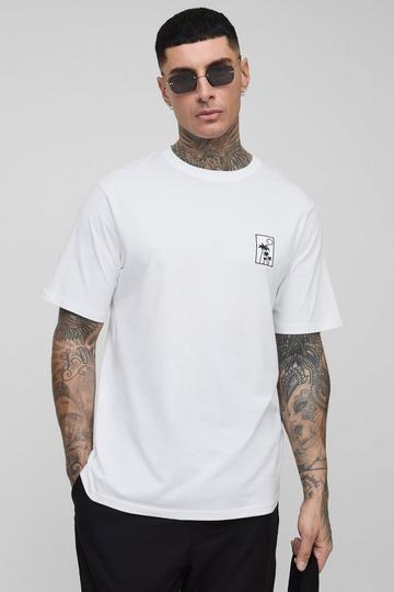 Tall Regular Fit Embroidered Palm Tree T-Shirt white