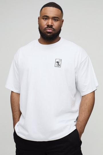 Plus Oversized Embroidered Palm Tree T-Shirt white