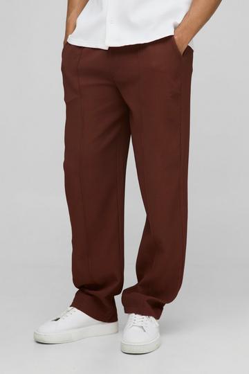 Geplooide Baggy Broek Met Elastische Taille chocolate