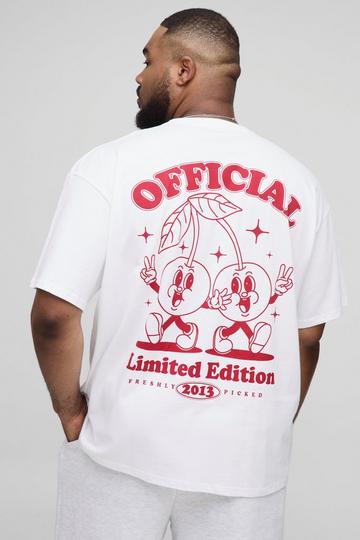 Plus Oversized Cherry Graphic T-Shirt white