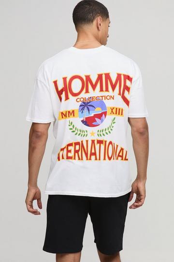 Oversized Homme T-Shirt En Shorts Set white