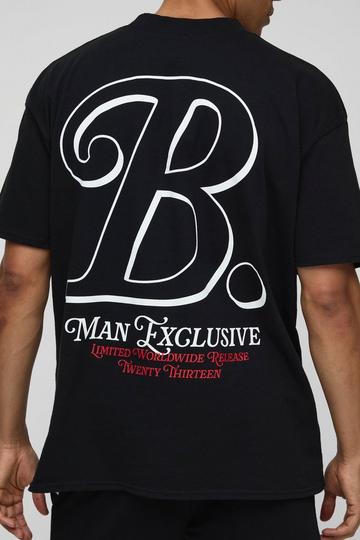 Oversized B T-Shirt Met Brede Nek En Shorts Set black