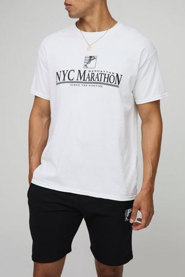 Oversized Marathon T-Shirt And Short Set white