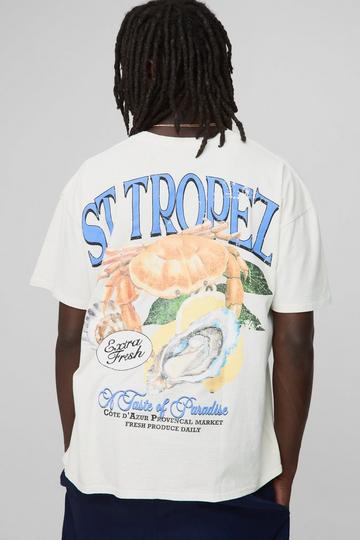 Lemon Oversized St Tropez Oyster Washed Printed T-Shirt lemon