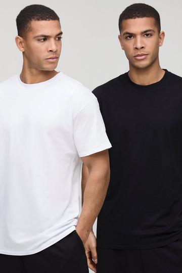 Basic Regular Fit T-Shirts Met Crewneck (2 Stuks) mono