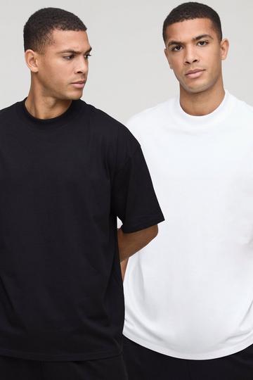 2 Pack Basic Oversized Heavyweight Extended Neck T-Shirts mono