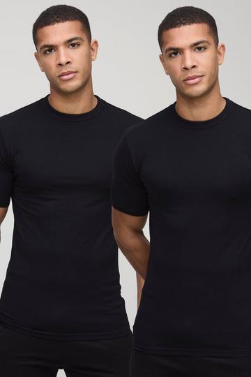 Basic Muscle Fit T-Shirts (2 Stuks) black
