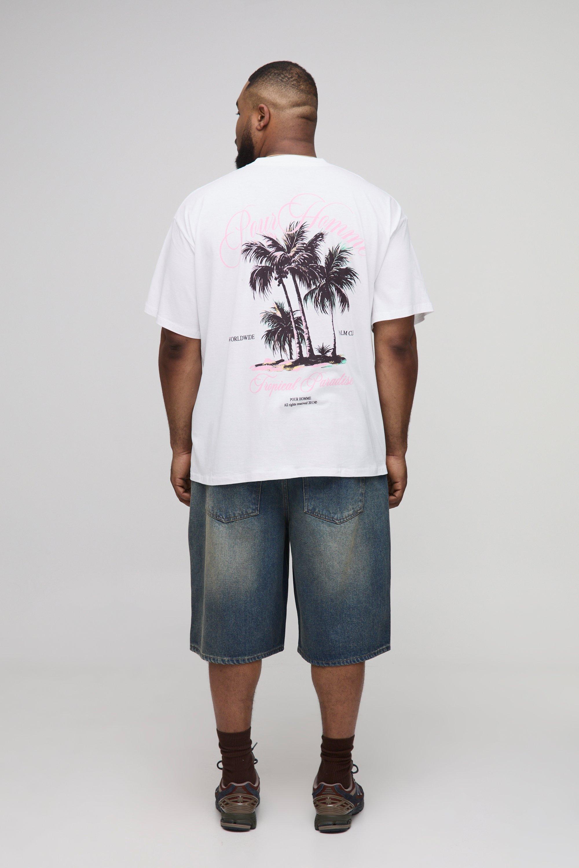 Plus Oversized Tropical Paradise Palm Printed T-Shirt | boohoo