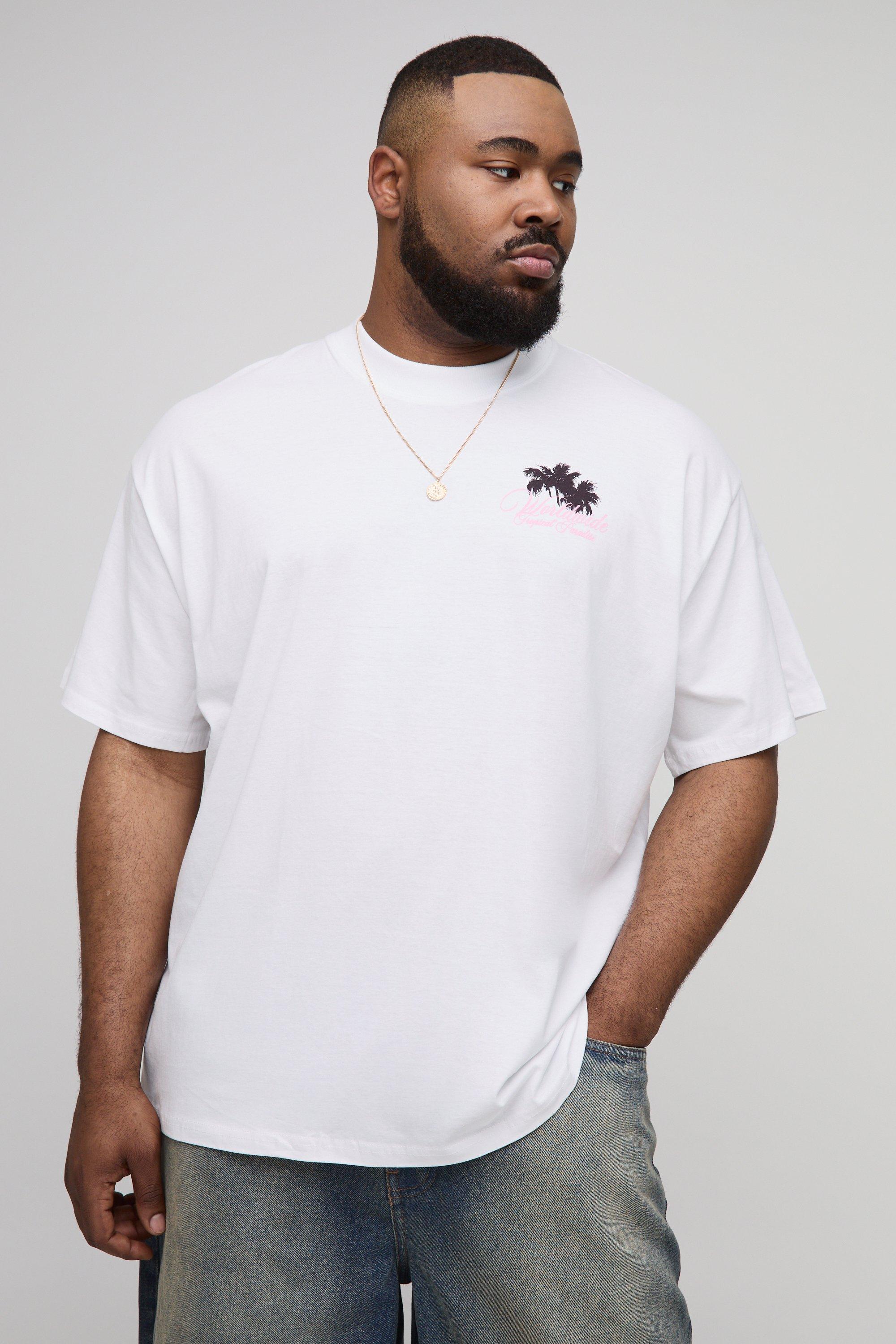 【boohoo】Palm Tree プリント Tシャツ Plus Oversized Tropical Paradise Palm Printed T-Shirt | boohoo