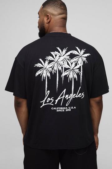 Plus Oversized Los Angeles Palm Printed T-Shirt black