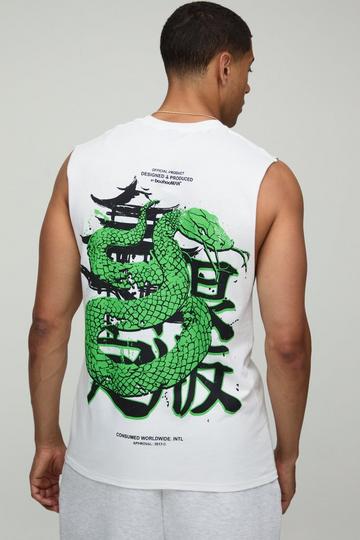 Oversized Witte Slangenprint Tank Top Met Print white