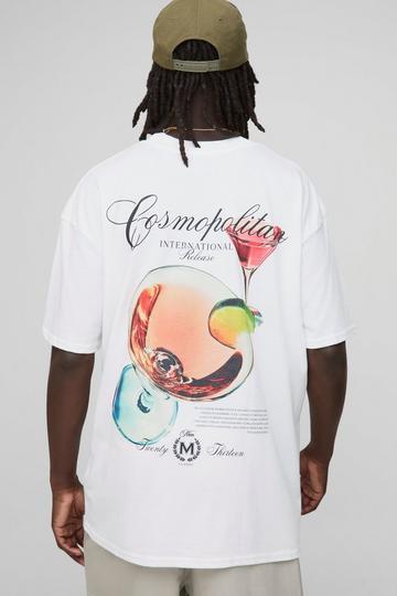 Man Oversized Wit Cosmopolitan T-Shirt Met Brede Nek white