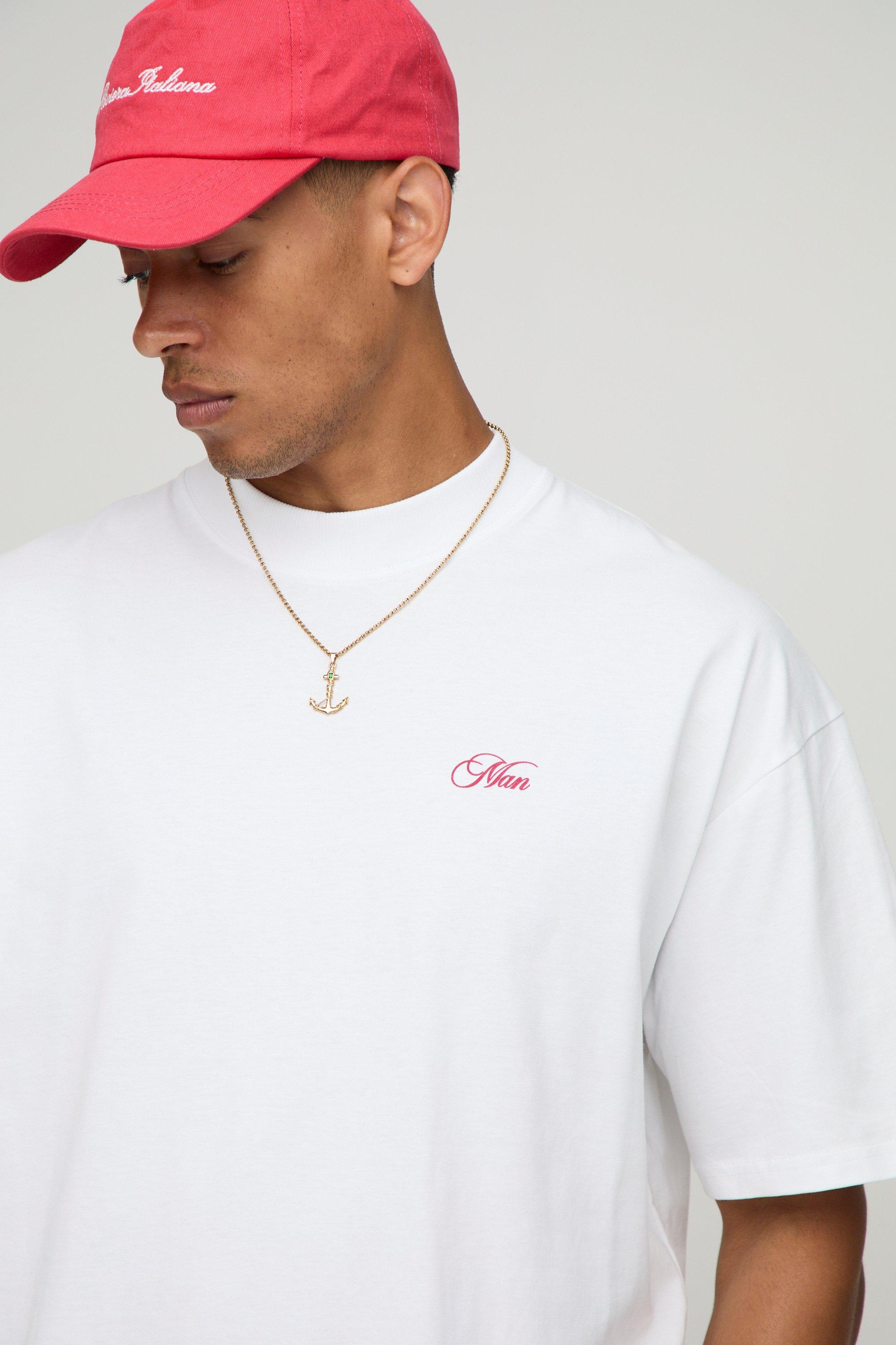 White Oversized Extended Neck Man Monaco Yacht Club T-Shirt White Oversized Extended Neck Man Monaco Yacht Club T-Shirt
